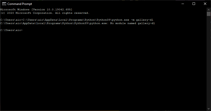 There was an error: 'no module named gallery-dl'