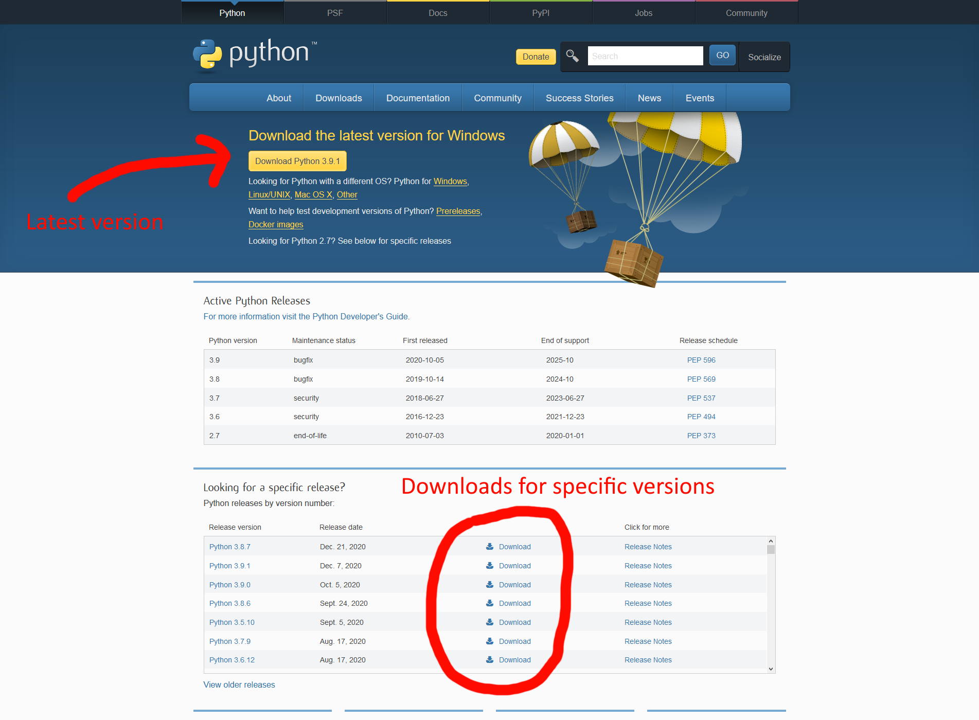 Python download page